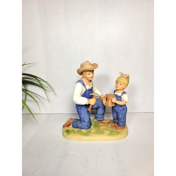 Vintage Denim Days, Debbie's Dad, 1515 Homco Figurine, Building A Birdhouse - Picture 1 of 4